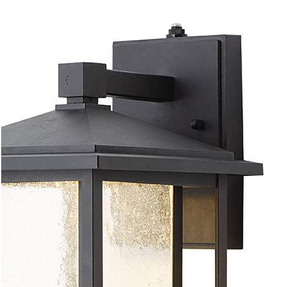 Home Decorators Collection Mauvo Canyon Black Dusk to Dawn LED Outdoor Wall Light Fixture with Seeded Glass KB 06005-DEL