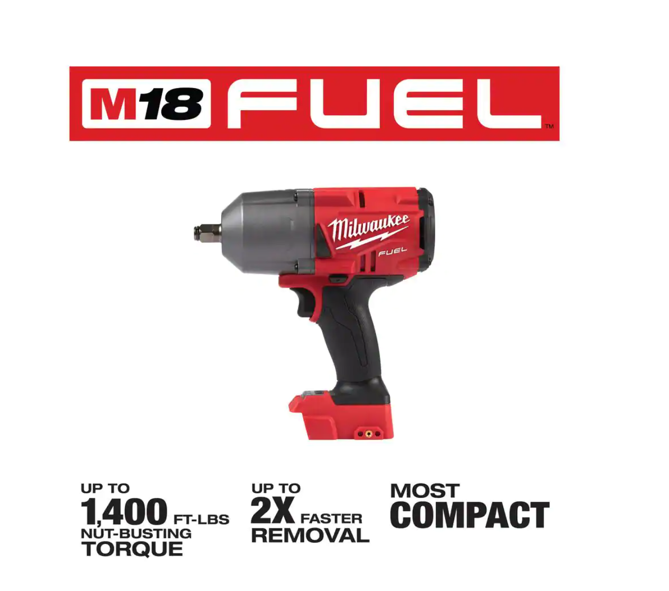 Milwaukee 2767-20-49-66-7022 M18 FUEL 18V Lithium-Ion Brushless Cordless 1/2 in. Impact Wrench with SAE Deep Well Impact Socket Set (9-Piece)