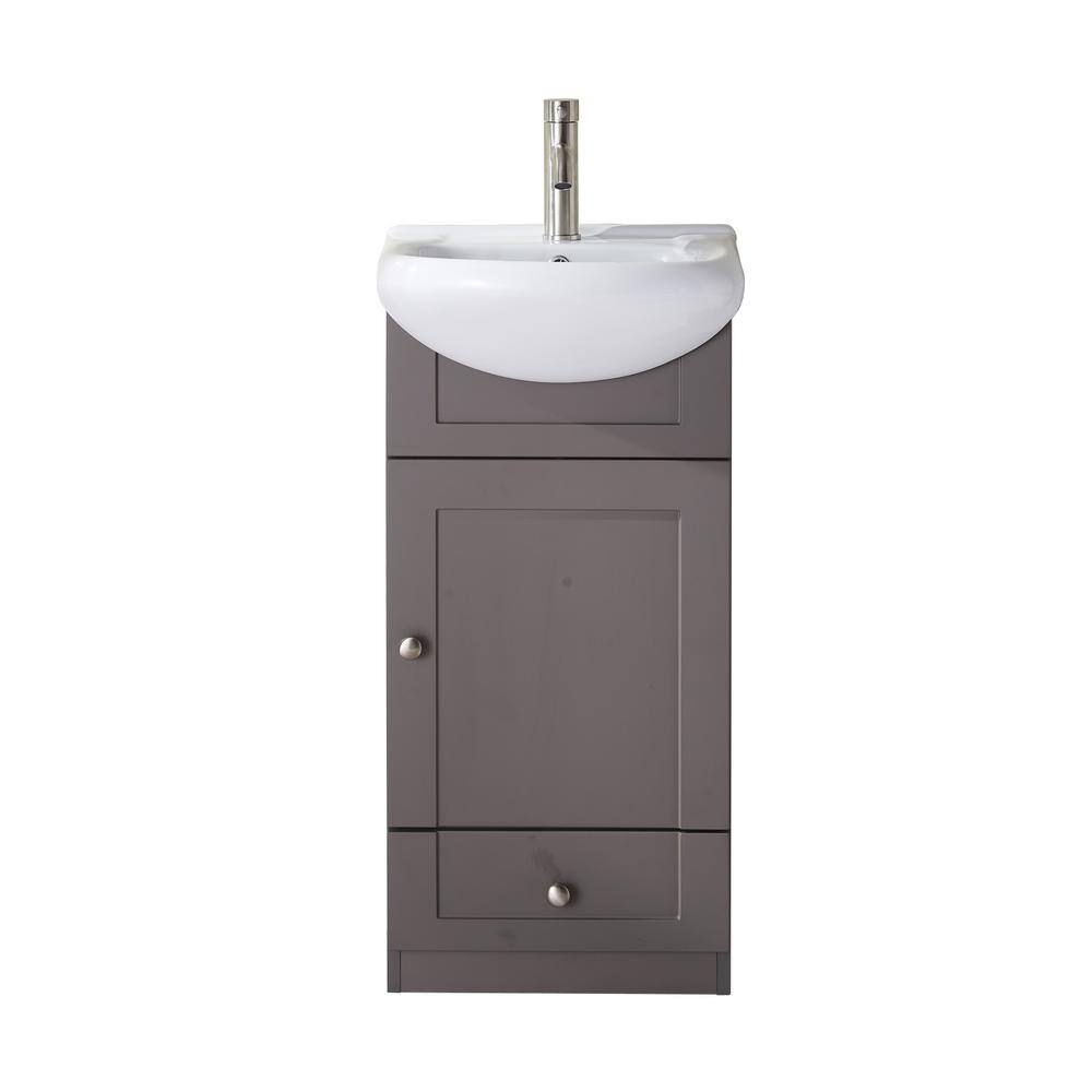 VAPSINT 18 in. W x15 in. D x 34 in. H Morden Single Bathroom Vanity in Grey Khaki with White Ceramic Sink VA-US15HMKQ$042