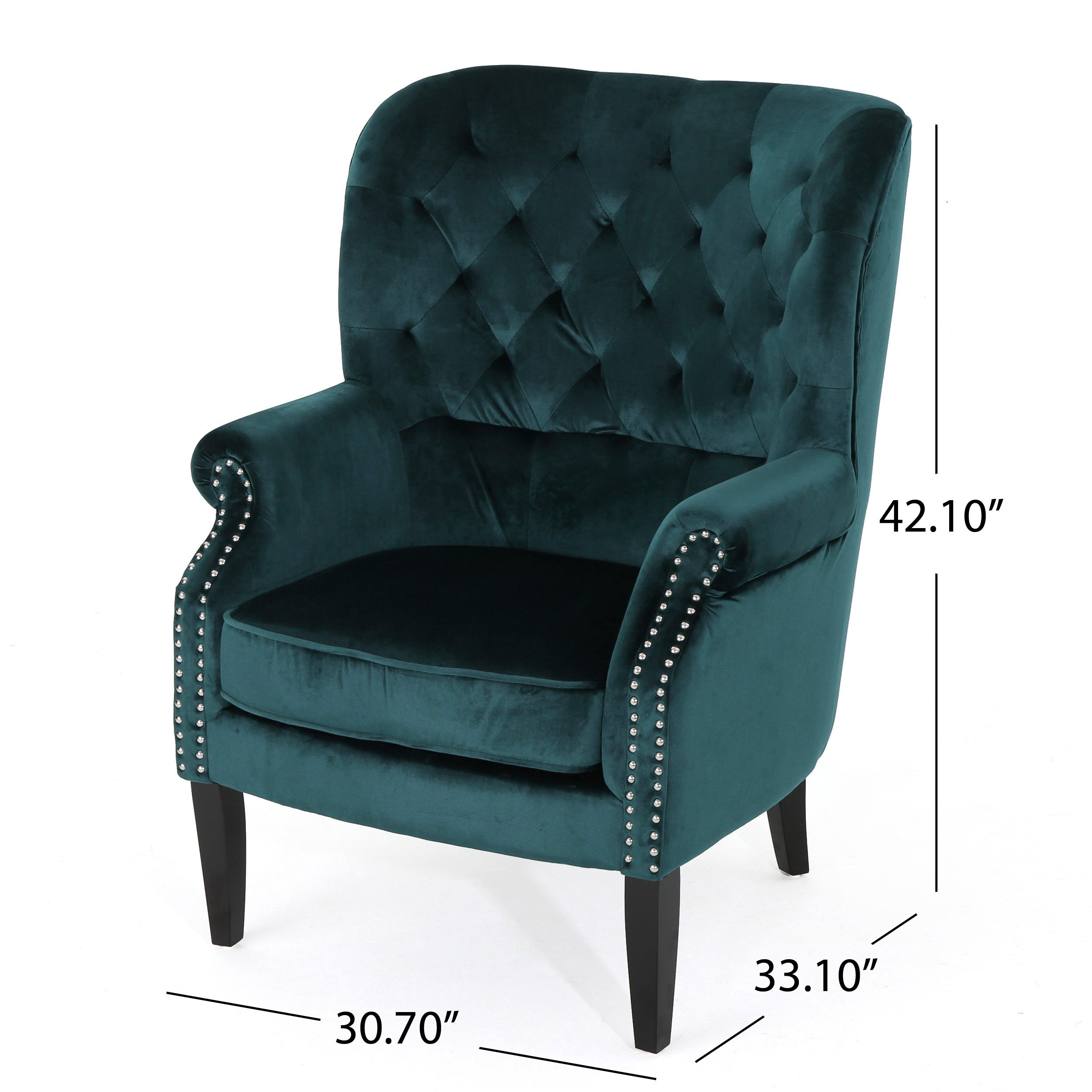 Tomlin Modern Glam Velvet Club Chair with Nailhead Trim