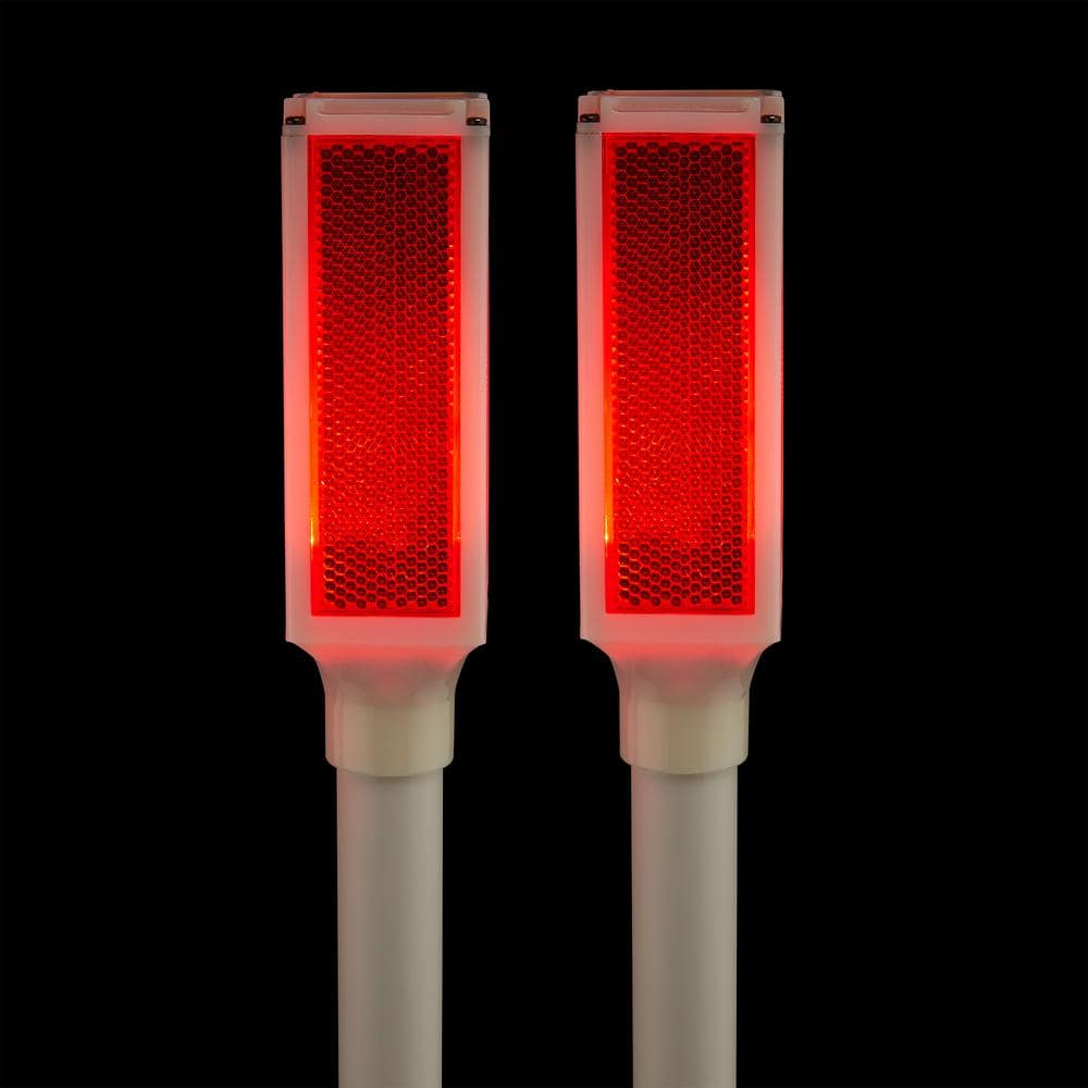 Alpine Corporation 43 in. Tall Outdoor Solar Powered Driveway Markers with Red LED Lights (Set of 2) SLC104SLR-RD-2