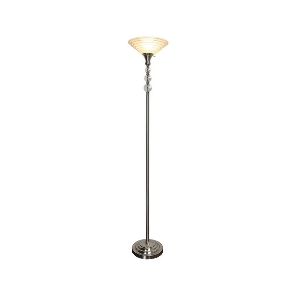 Alaris Orb Art Glass Polished Nickel Torchiere Floor Lamp - Polished Nickel