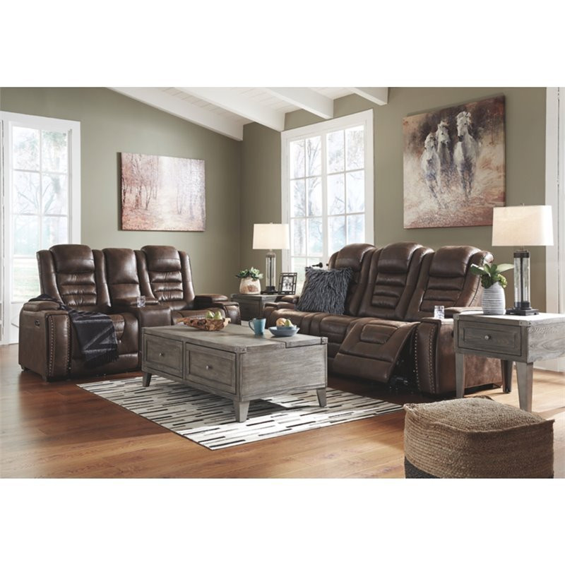 Bowery Hill Power Reclining Loveseat in Bark   Transitional   Loveseats   by Homesquare  Houzz