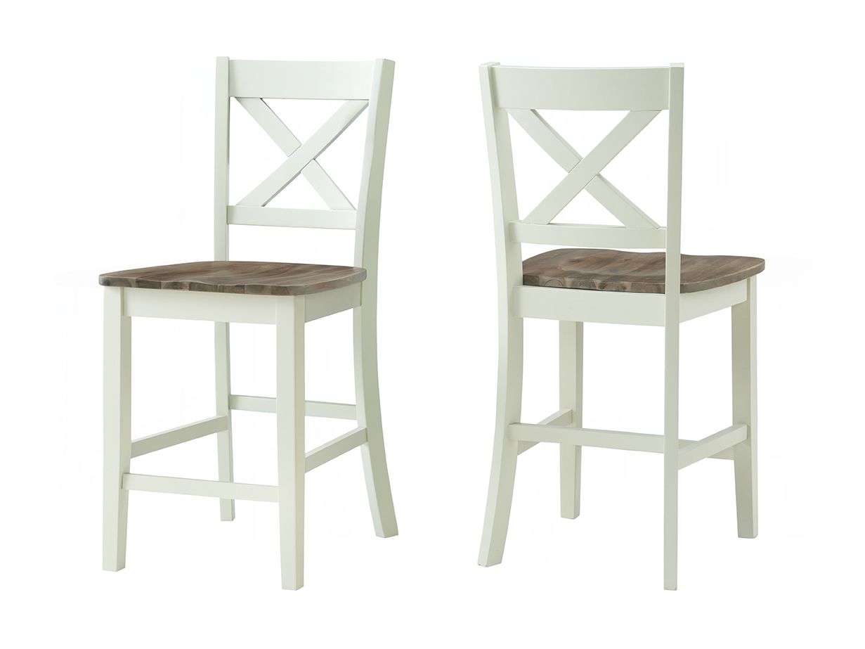 Carmel White Farmhouse 5 Piece Counter Height Dining Set