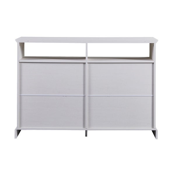 White Modern Kitchen Sideboard Buffet with 2 Glass Sliding Doors and Adjustable Shelves Storage Cabinet - N/A