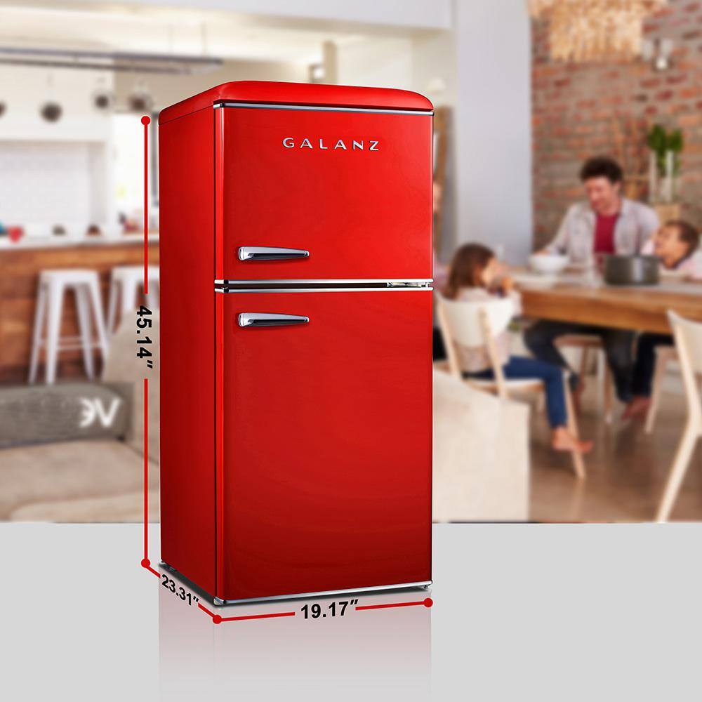 Galanz 4.0 cu. ft. Retro Mini Refrigerator with Dual Door True Freezer in Red GLR40TRDER