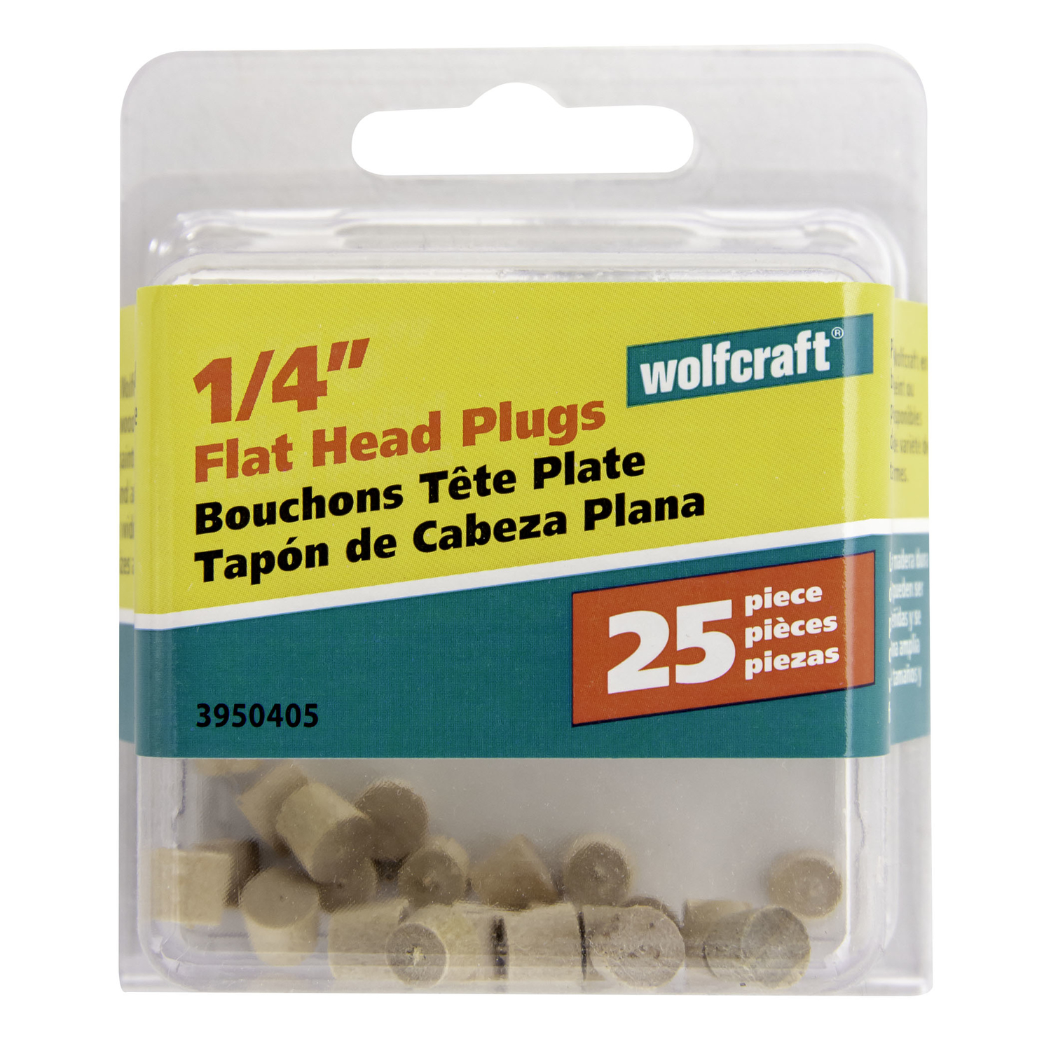 Wolfcraft Flat Hardwood Head Plug 1/4 in. D X 0.225 in. L 1 pk Natural