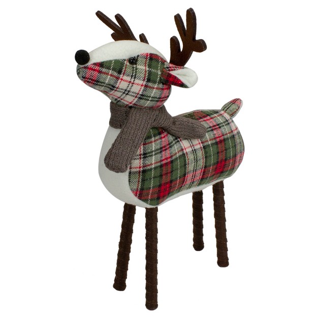 Red And Green Plaid Reindeer Christmas Decoration