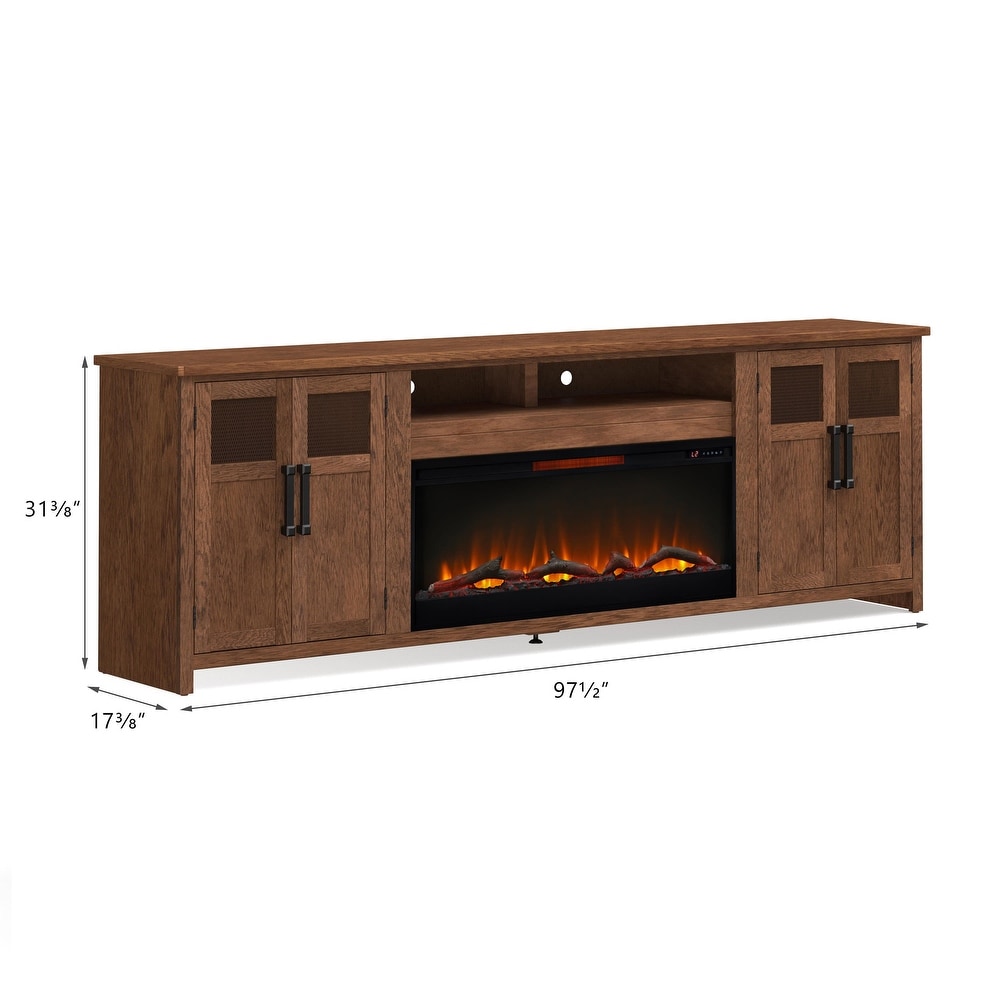 Bridgevine Home 97 in. No Assembly Required Solid Wood TV Stand hold TVs up to 100 in   95 Inch