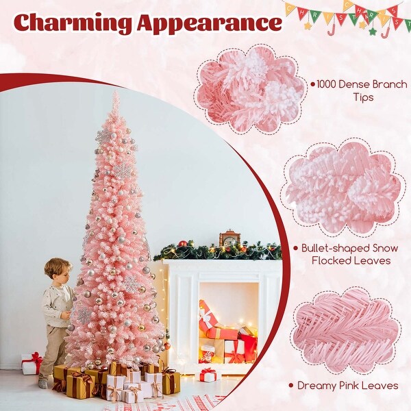 Costway 5/6/7/8 FT Artificial Pink Christmas Tree with