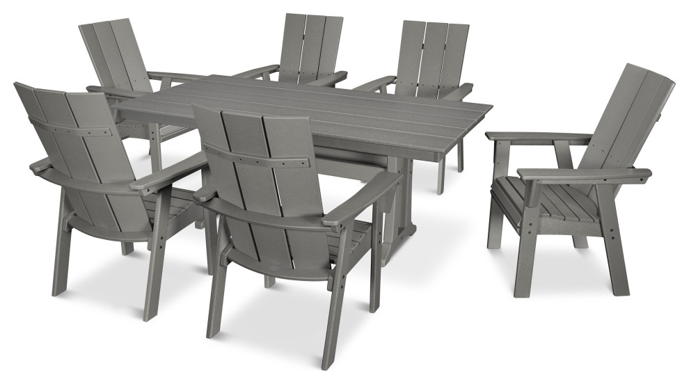 POLYWOOD Modern Adirondack 7 Piece Farmhouse Dining Set   Transitional   Outdoor Dining Sets   by POLYWOOD  Houzz