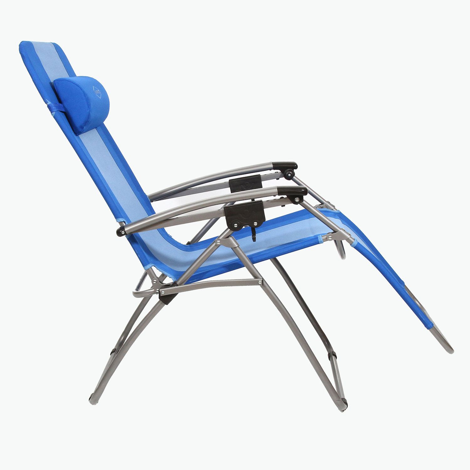 Kamp-Rite Folding Reclining Zero Gravity Chair w/ Headrest Pillow， Blue (2 Pack)