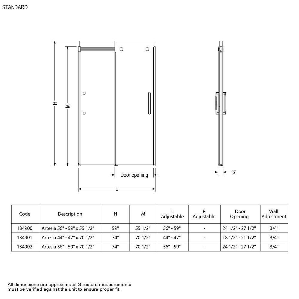 Aquatic Artesia 56 in. - 59 in. x 59 in. Frameless Sliding Tub Door in Chrome 134900900084000