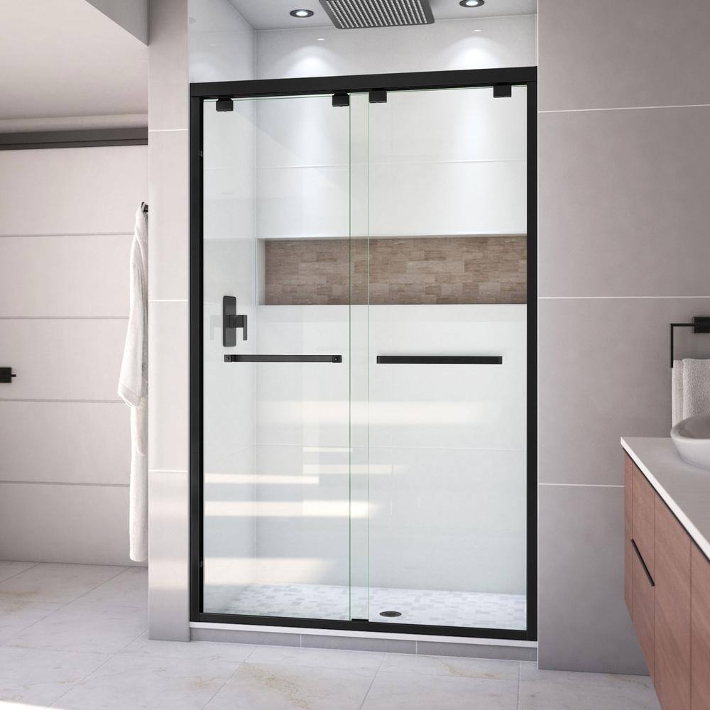 DreamLine Encore 44 to 48 in. x 76 in. Semi-Frameless Sliding Shower Door in Satin Black SHDR-1648760-09