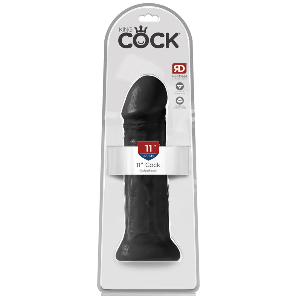 King Cock 11 Inch Classic Realistic Dildo in Black