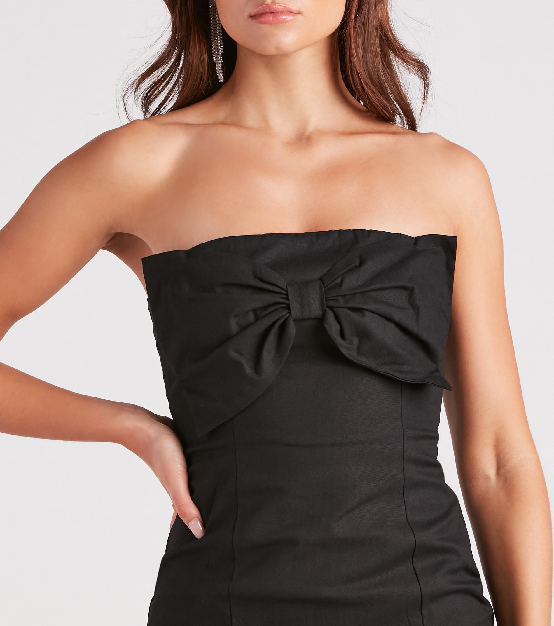 Perfect Bow Linen Strapless Mini Dress