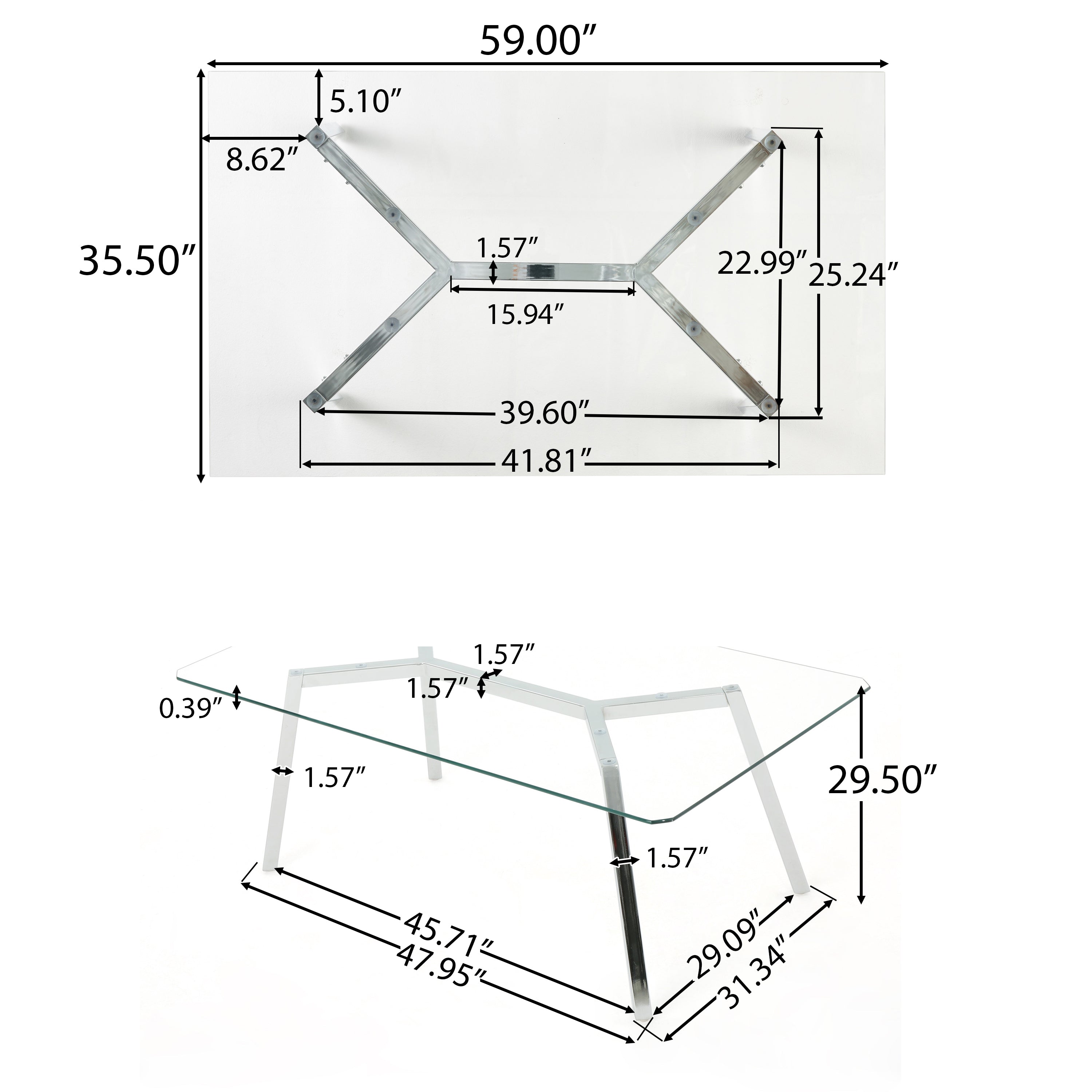 Verna Tempered Glass Dining Table