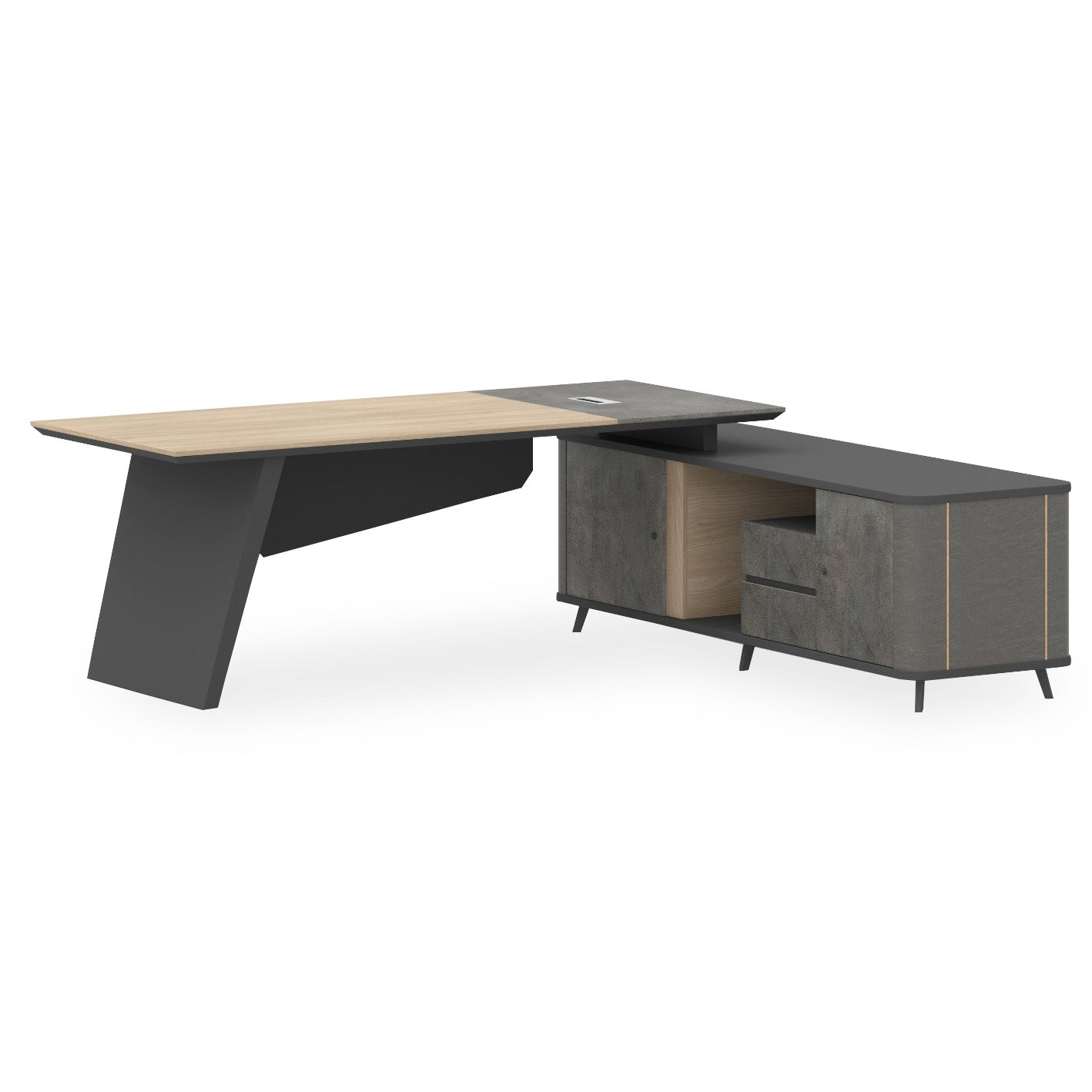 ASHTON Executive Desk Right Return 2.0M - Acacia Walnut + Grey