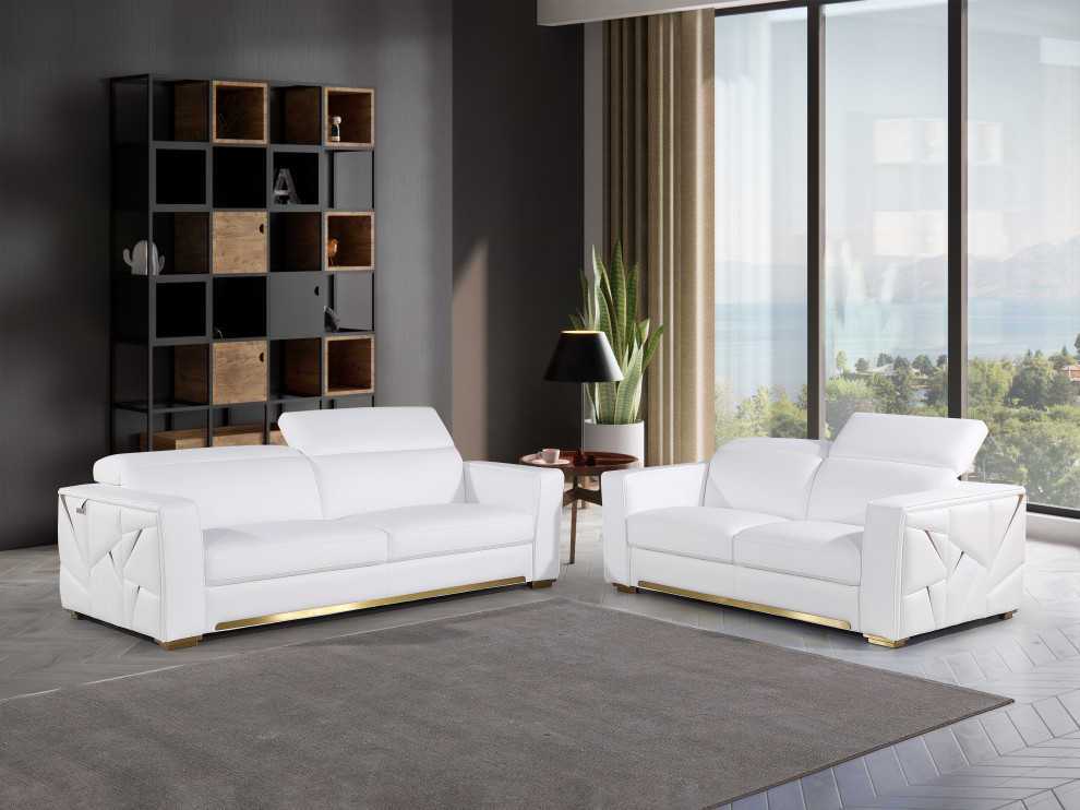 Carlo Top Grain Italian Leather 2 Piece Set   Modern   Sofas And Sectionals   by Luxuriant Furniture  Houzz