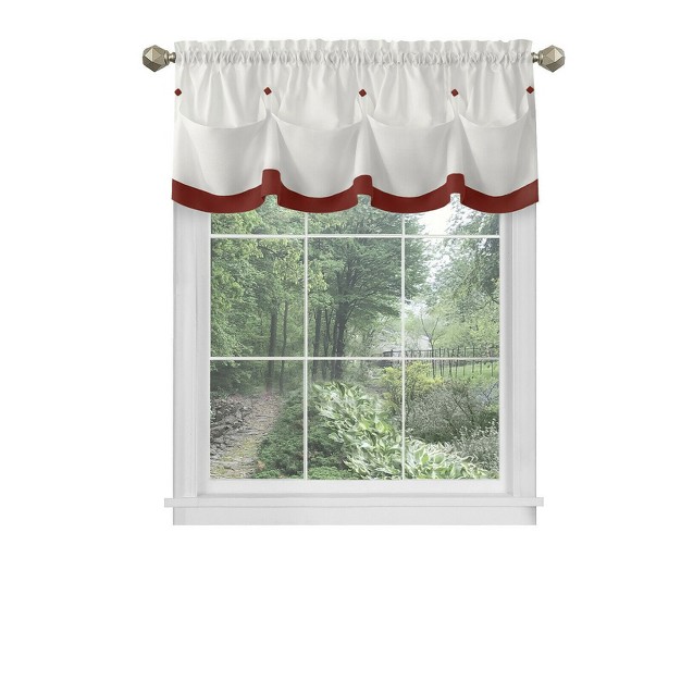 Kate Aurora Country Farmhouse Living Solid Colored Button Tuck Window Valance