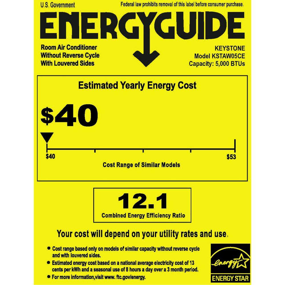 Keystone Energy Star 5000 BTU Window-Mounted Air Conditioner with Follow Me LCD Remote Control in White KSTAW05CE KSTAW05CE