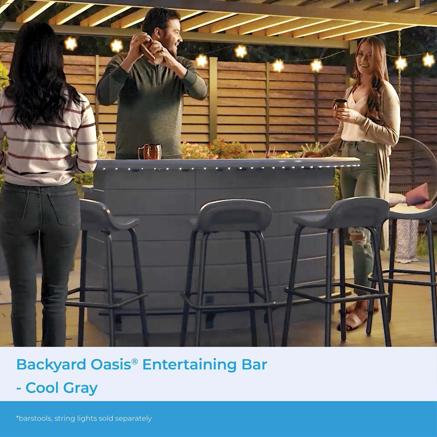 Suncast Backyard Oasis 1 pc Gray Resin Bar Table