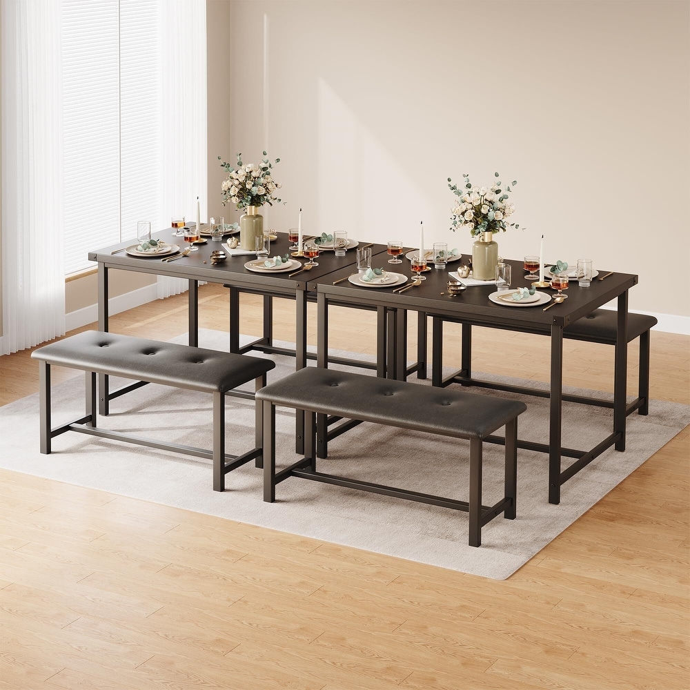 Dining Table Set for 4  Kitchen Table with Benches