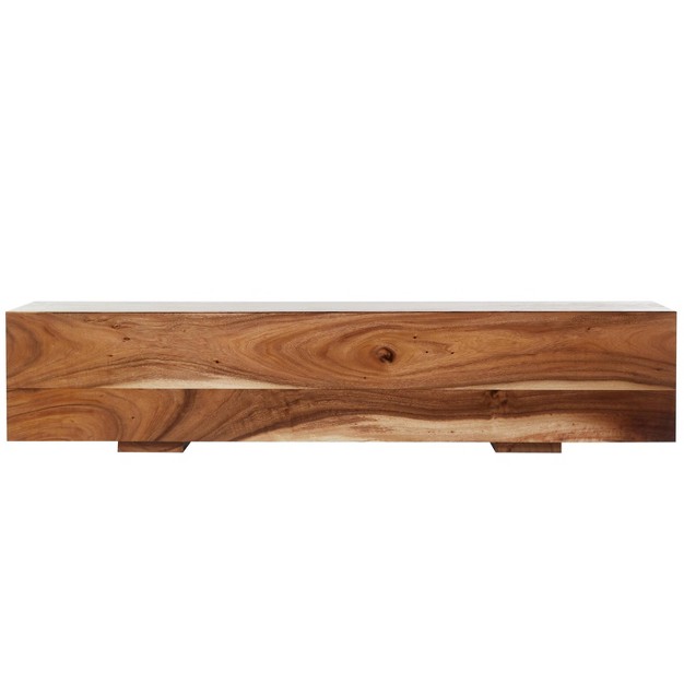 Contemporary Wood Block Bench Brown Olivia amp May