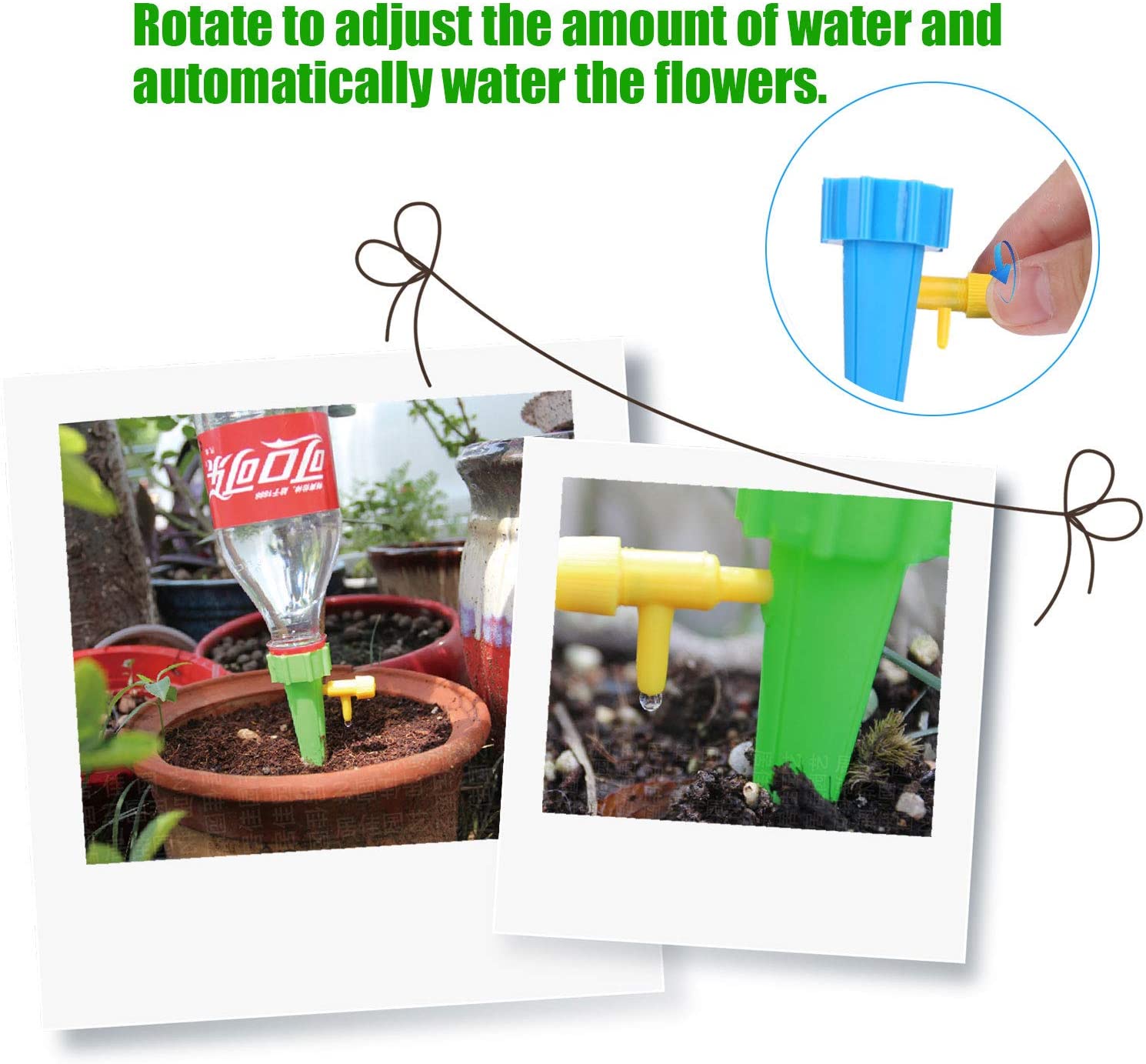 Flantor Plastic Drip Irrigation - 12Pcs Self Watering Spike Slow Plants Watering System，Automatic Watering Devices with Control Valve for Outdoor Indoor Plants