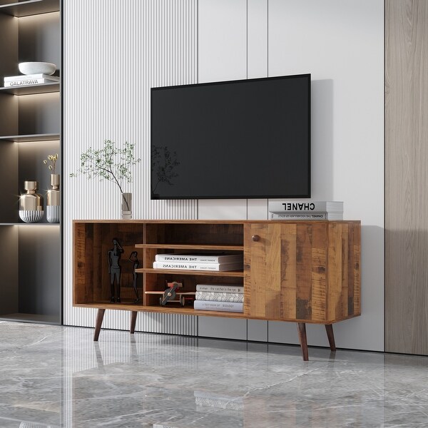 TV Stand Use in Living Room Furniture with 1 storage and 2 shelves Cabinet