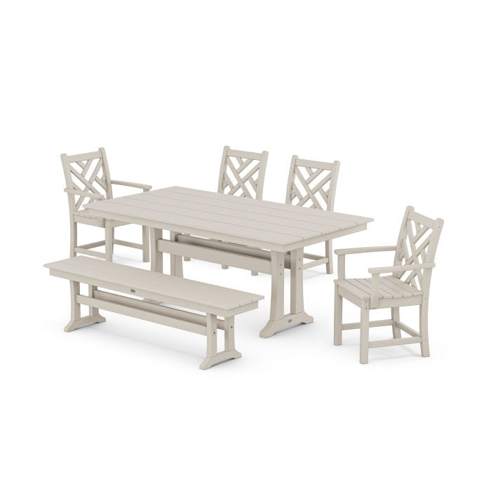 Polywood Chippendale 6-Piece Farmhouse Dining Set With Trestle Legs PWS998-1