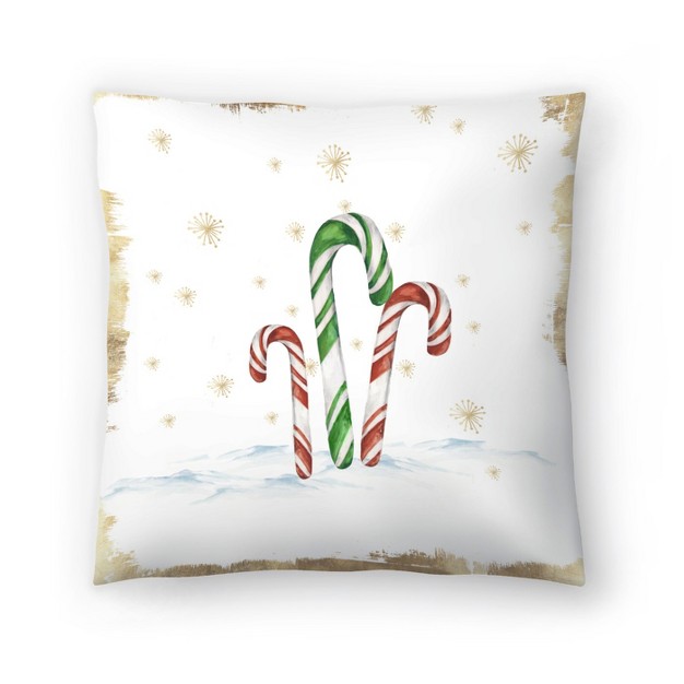 Snowy Candycanes Ii By Pi Holiday Collection Minimalist Throw Pillow