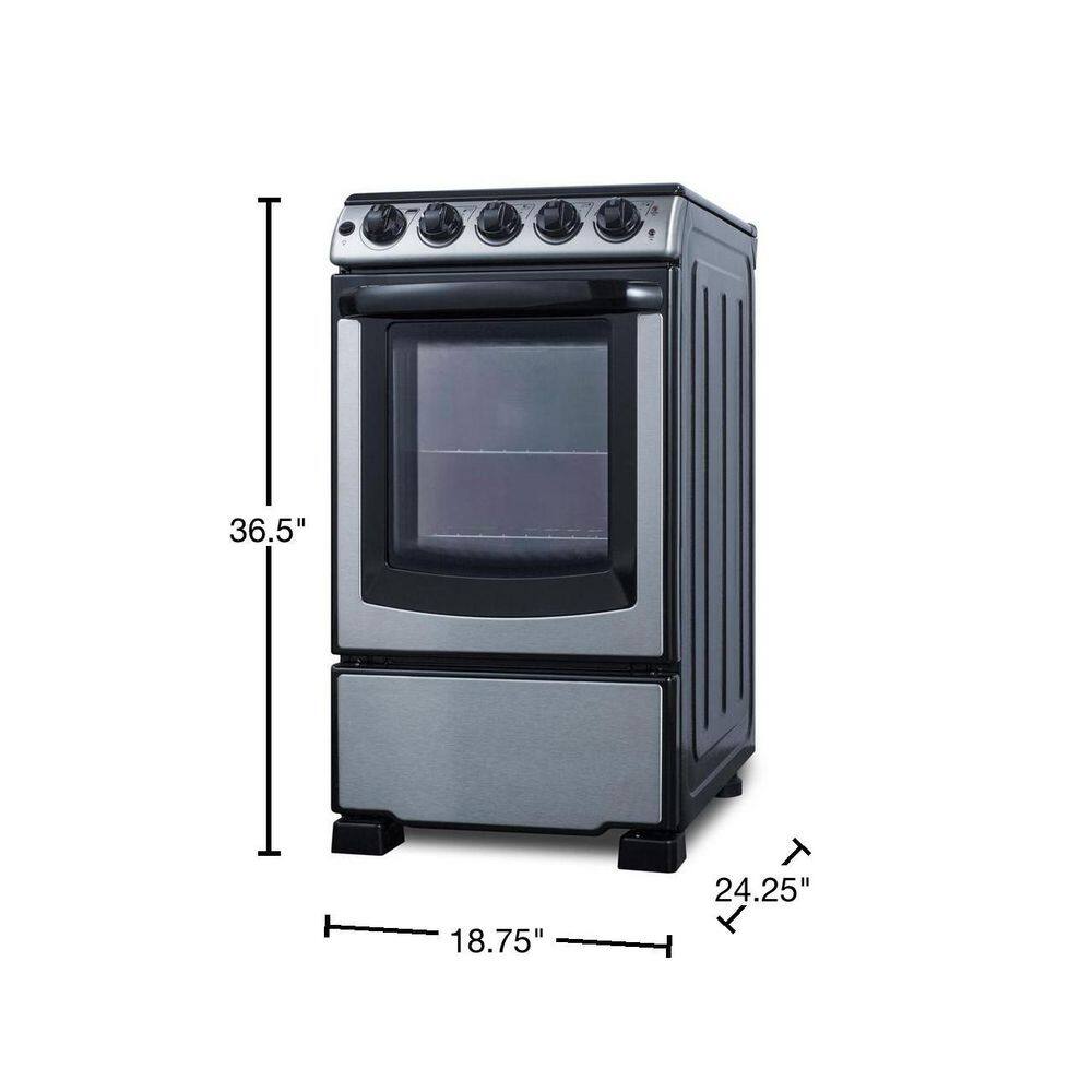 Summit Appliance 20 in. 2.3 cu. ft. Slide-In Electric Range in Stainless Steel REX2071SSRT