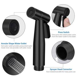 INSTER Non-Electric Stainless Steel Handheld Bidet Sprayer for Toilet Bidet Attachment in Black Easy to Install WSHDRMBA0004