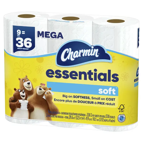 Charmin 9-Pack Essentials Soft Mega Roll Toilet Paper