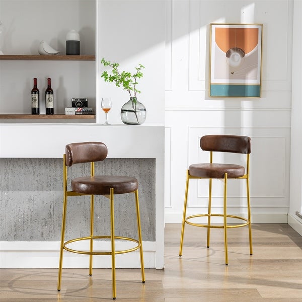 37.8 Inch Modern PU Bar Stool Height Stool Dining Chairs Set of 2