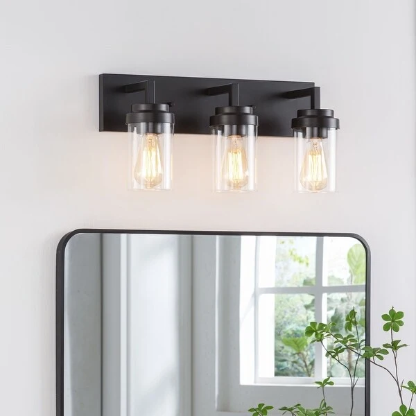 KAWOTI 3 Light Bathroom Vanity Light with Clear Glass Shade