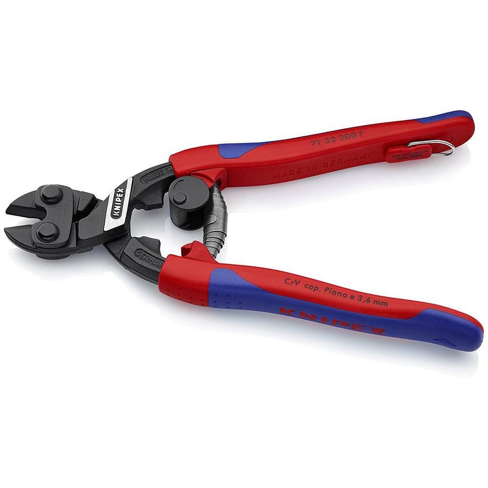 KNIPEX 8 in. High Leverage CoBolt Bolt Cutters with Notched Blade Return Spring Comfort Grip and Tether Attachment 71 32 200 T BKA