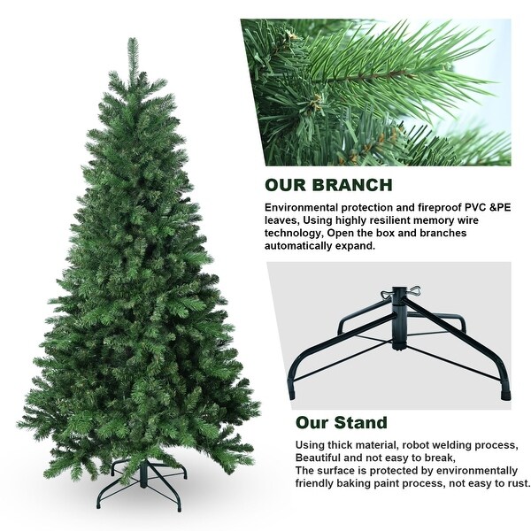 6ft8ft PE/PVC Mixed Hinged Christmas Tree with Steel Wire Frame