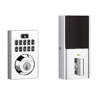 Kwikset Z-Wave SmartCode 914 Contemporary Single Cylinder Polished Chrome Electronic Deadbolt Featuring SmartKey Security 914CNTZW26SMTCD