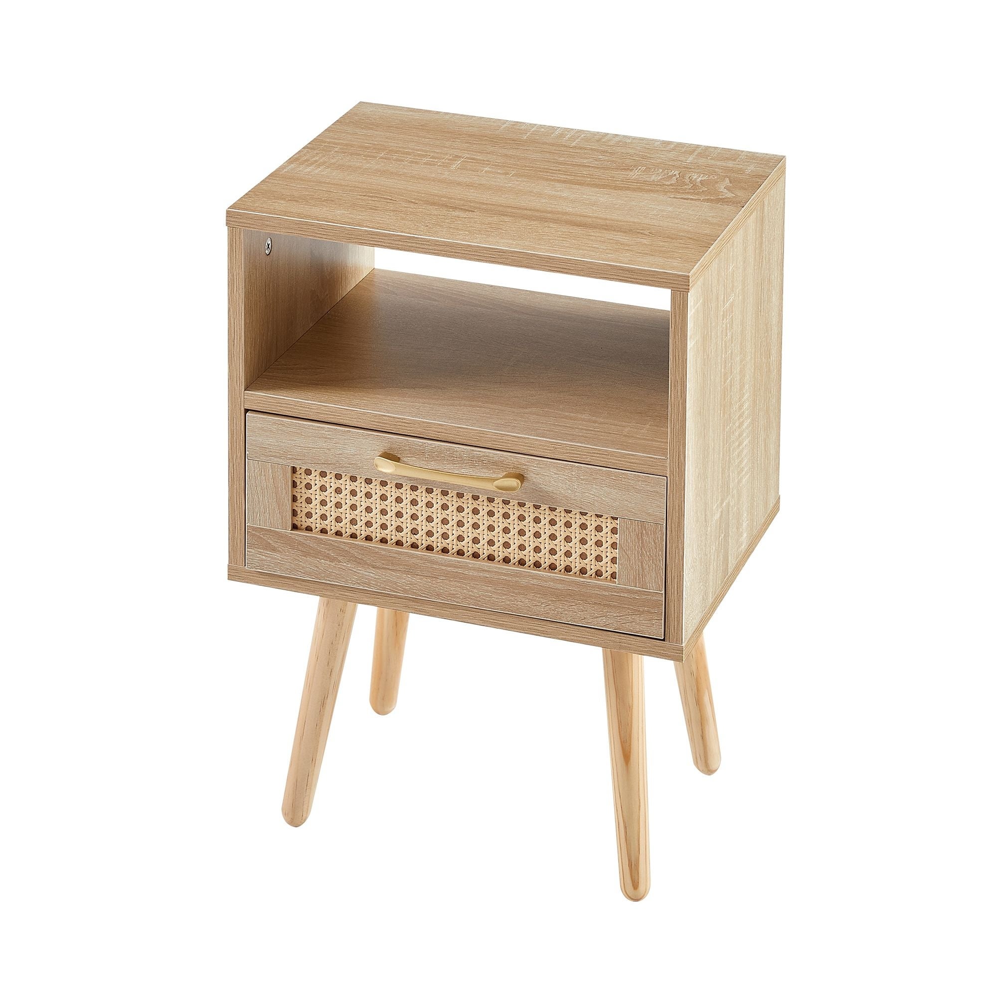 Rectangle MDF Rattan Nightstand End Side Table - 15.75*11.81