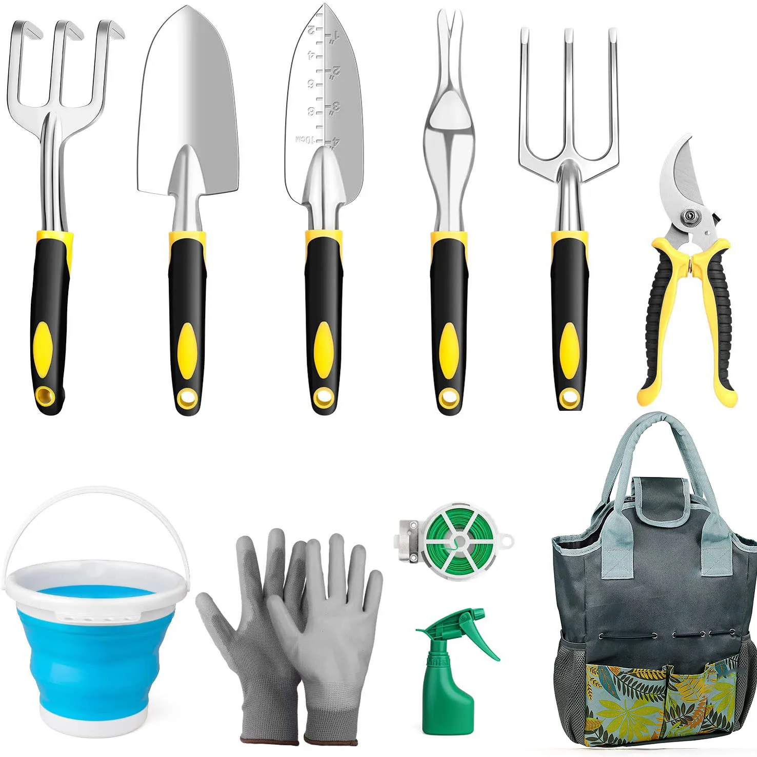 Garden Hand Tools Set 11 PCs Premium Aluminium oy Durable Gardening Tools with Tote Bag Gardening Gifts for Women Men Kids