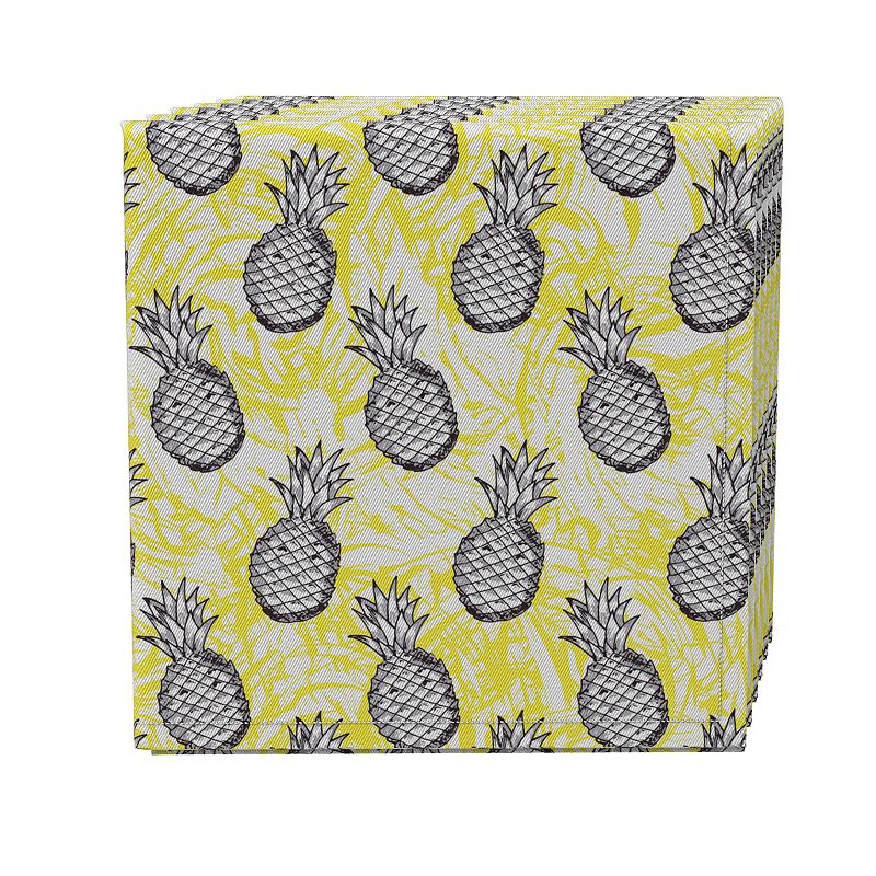 Napkin Set of 4， 100% Cotton， 20x20， Sweet Pineapple Drawing