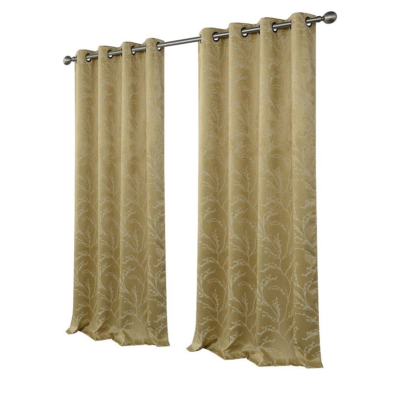 Kate Aurora 2 Pack Arbor Room Darkening Floral Grommet Top Window Curtain Panels