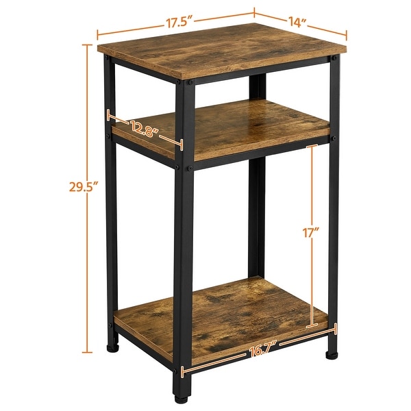 Yaheetech End Table Industrial Telephone Table with 2-Tier Shelves