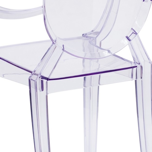 Emma And Oliver Oval Back Ghost Chair With Arms In Transparent Crystal