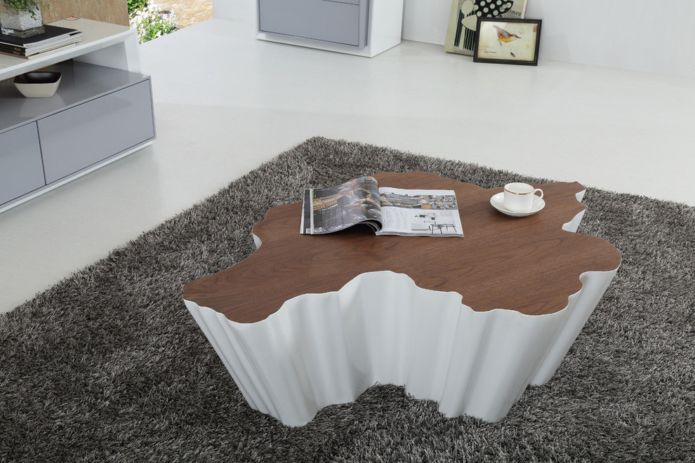 Wayne Walnut and White Coffee Table   Contemporary   Coffee Tables   by Advanced Interior Designs  Houzz