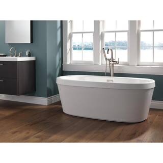 Delta Synergy 60 in. x 32 in Soaking Bathtub with Center Drain in High Gloss White B14416-6032-WH