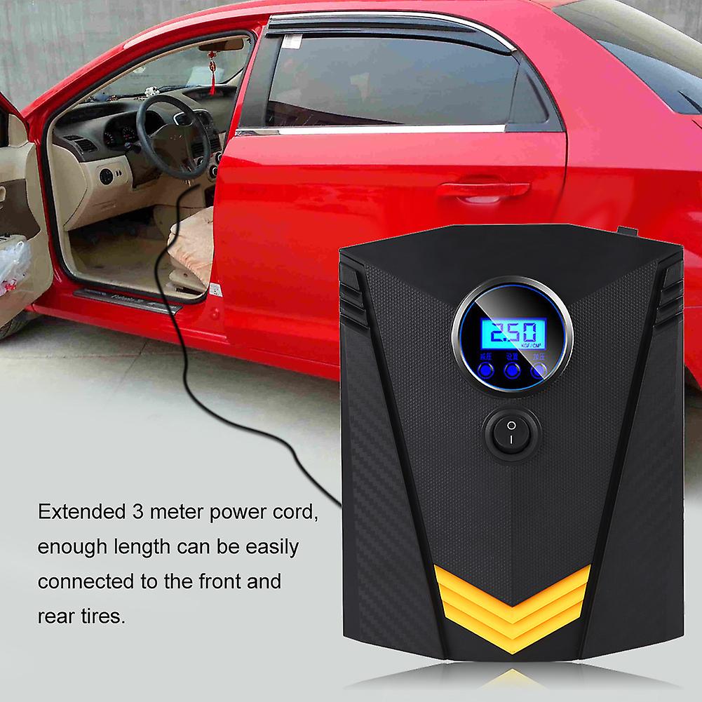 12v 120w Portable Tire Inflator Digital Air Compressor Pump W/ 3 Nozzles For Car Ball Air Boat