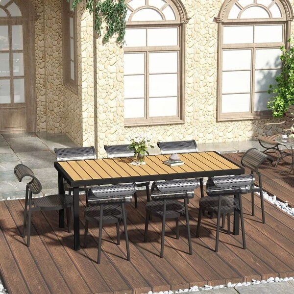 Outdoor Dining Table，Rectangular Aluminum Frame Garden Table